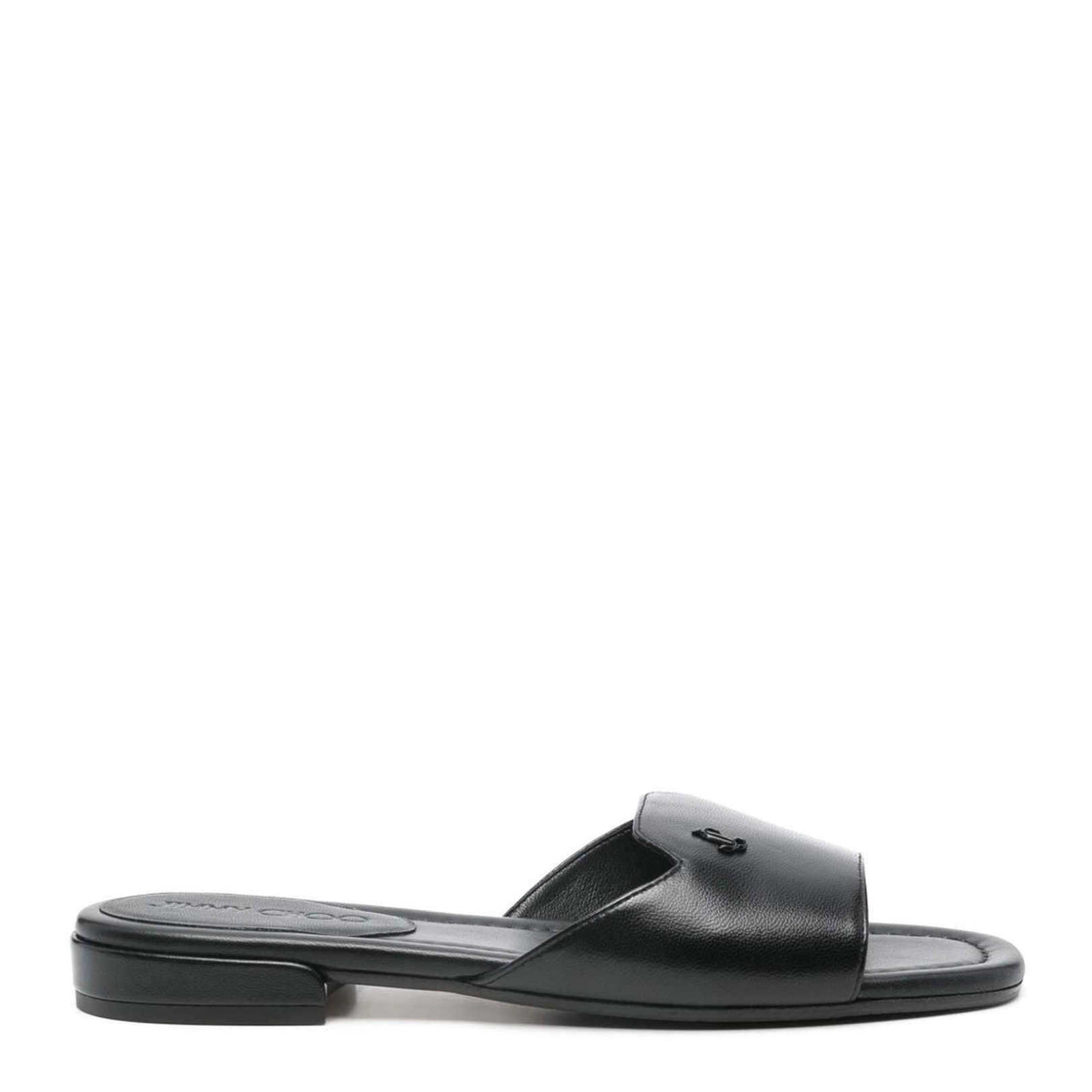 Black Branded Leather Sandals