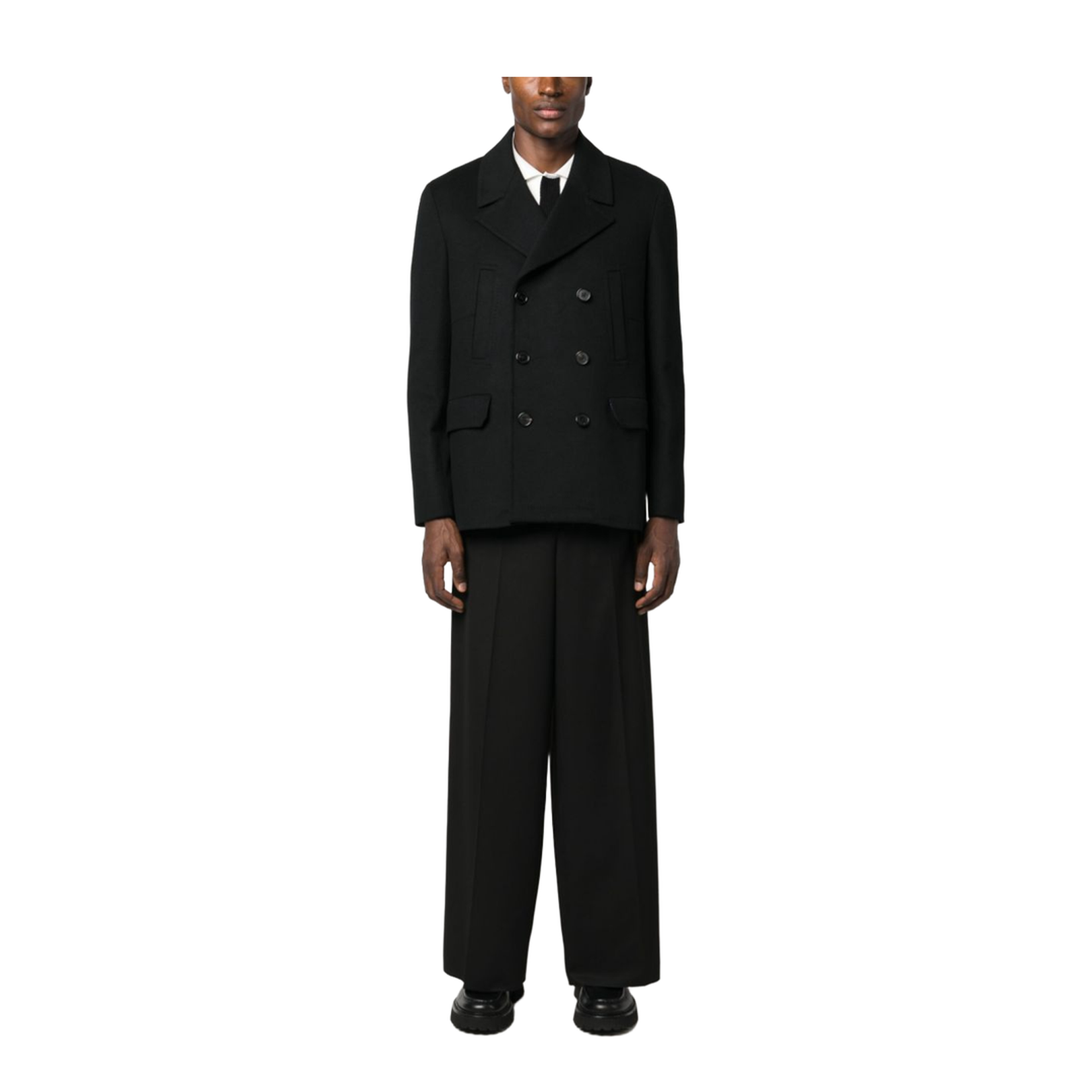 Notched-Lapel Double-Breasted Blazer