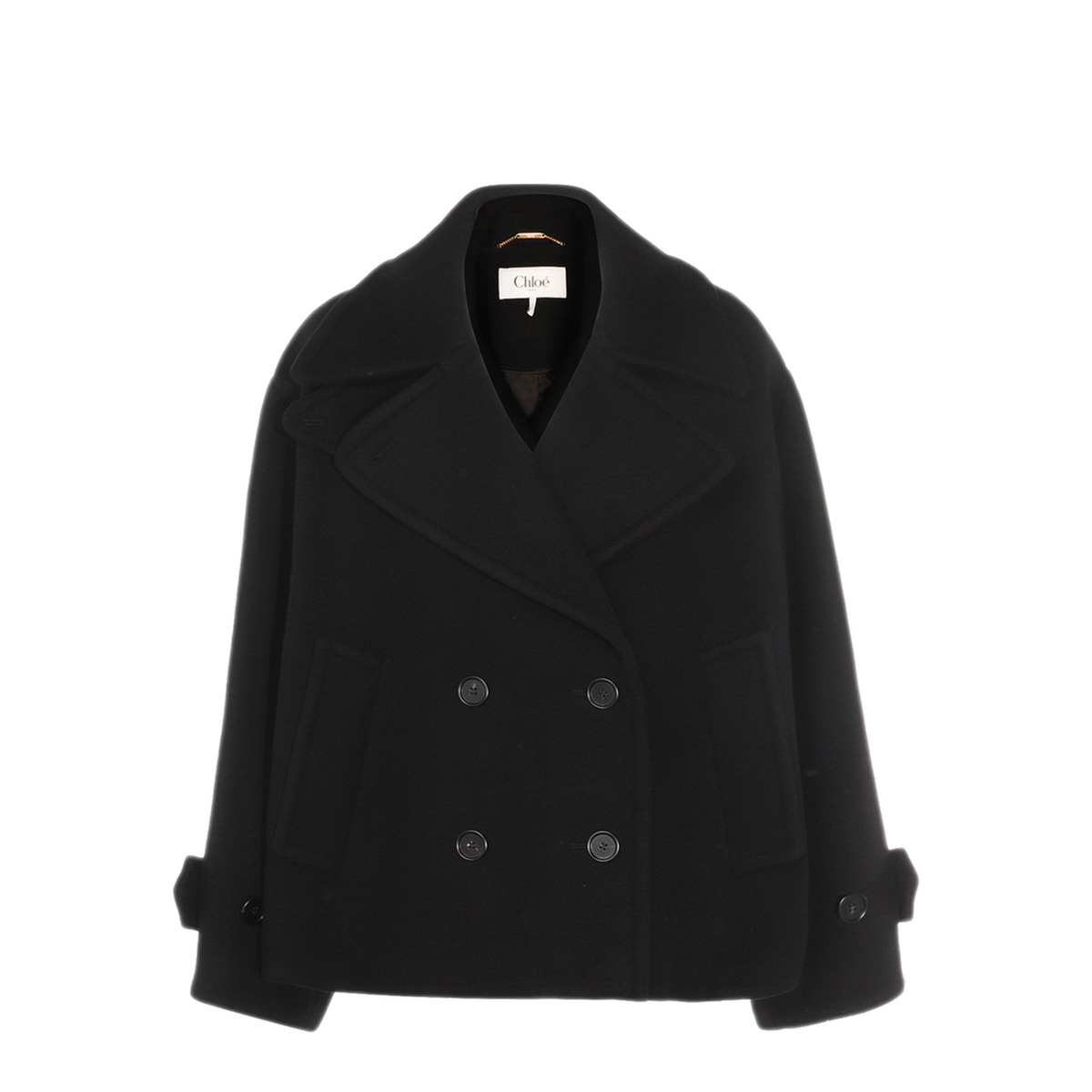 Oversized Wool Short Coat - Black