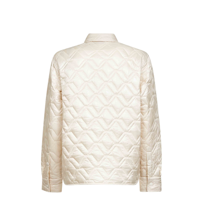 White Ivory Diamond Quilted Padded Shirt Jacket