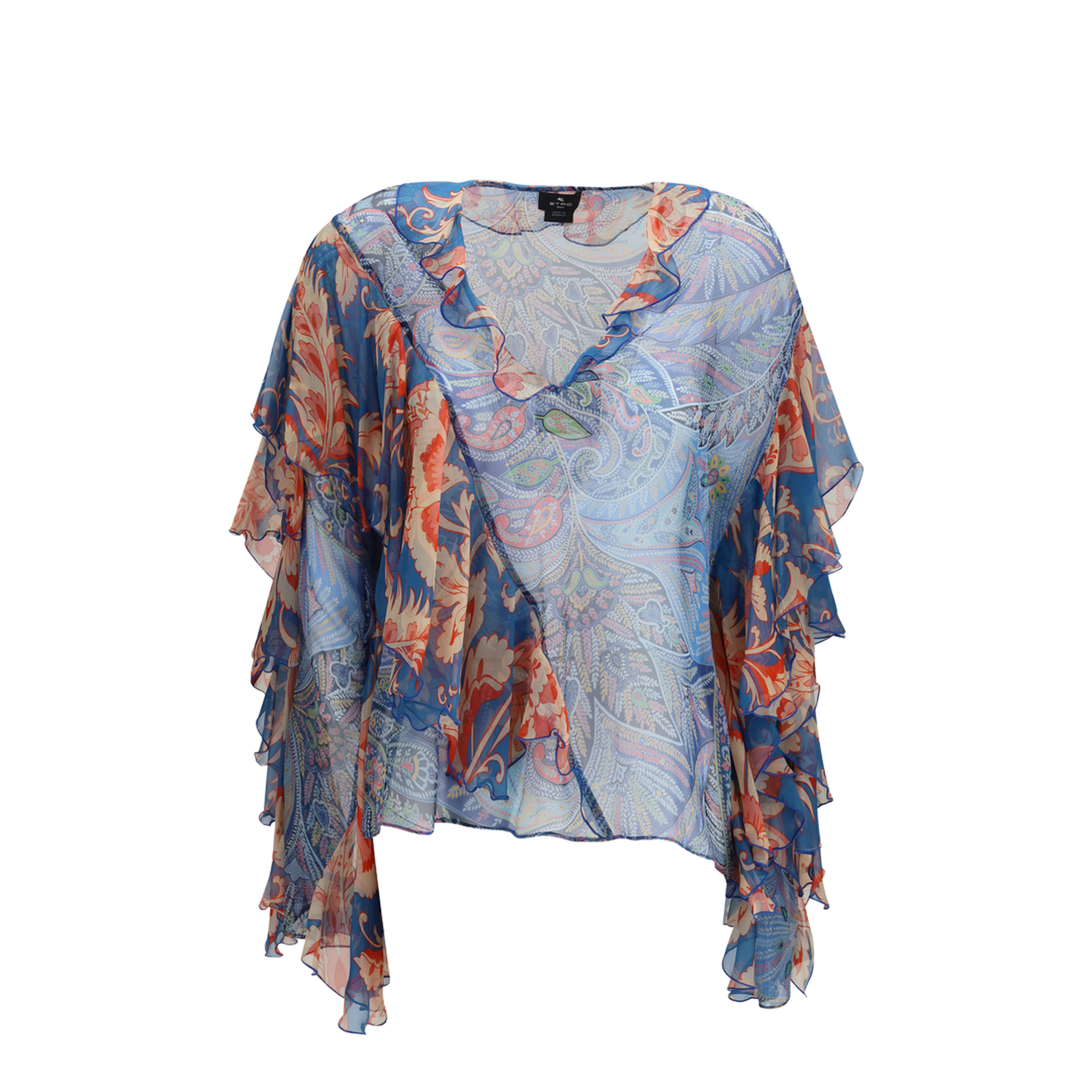 MAYFEYR - Etro - Long-Sleeve Silk Shirt With Ruffles And Floral Motif - WRJA017799SA1Q7