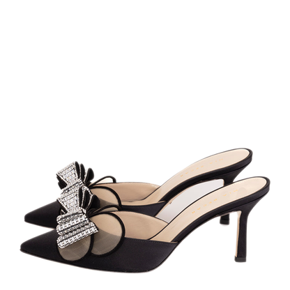 MAYFEYR - MIA BECAR - Aurora Mule Black Satin - AURORAMULE70BLACKSATIN