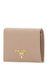 Logo Plque Saffiano Leather Wallet, Gold Hardware