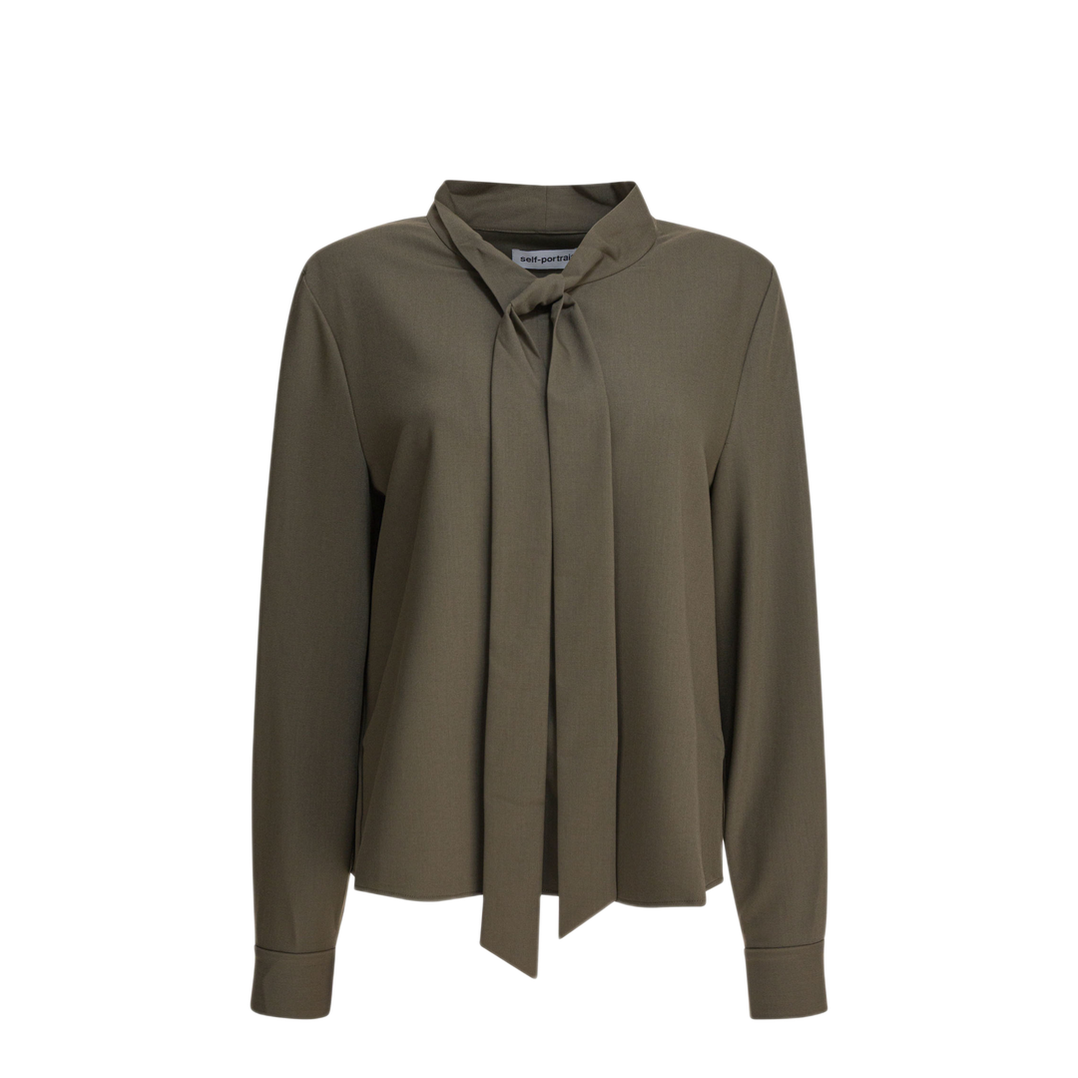 MAYFEYR - Self Portrait - Twill Blouse With Bow Collar - PF25016TGGREEN