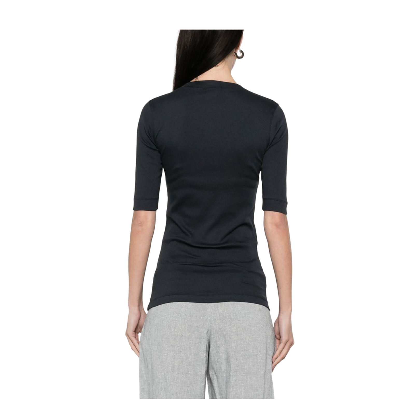 V-Neck Cotton Top in Navy Blue