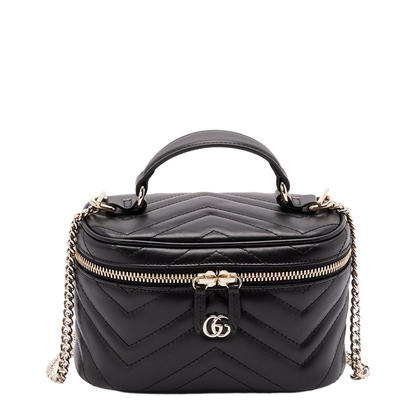 Mini Vanity Bag in Black Leather