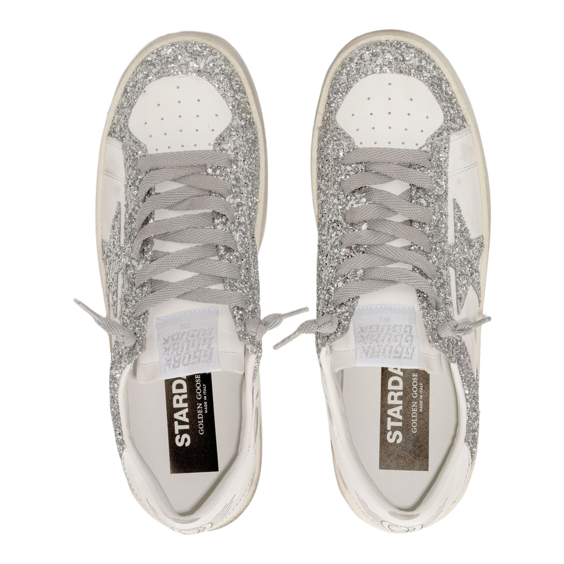 Stardan Sneakers in White and Silver Glitter