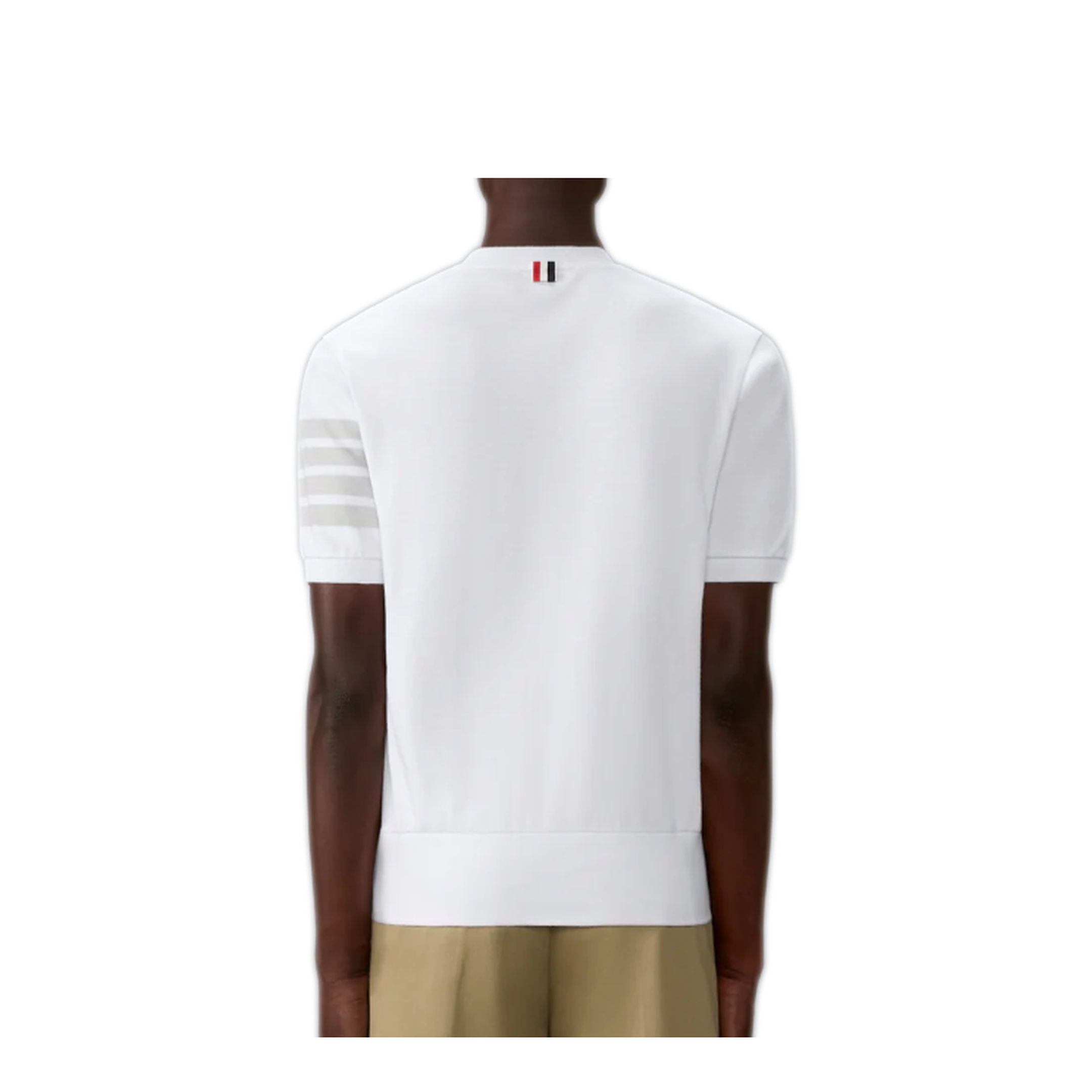 MAYFEYR - Thom Browne - Garment Dyed Short Sleeve Rib Cuff Tee In Med Weight Jersey W/ Overdyed 4 Bar - MJS303AJ0253100