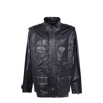 Lambskin Mid Length Parka Leather Black