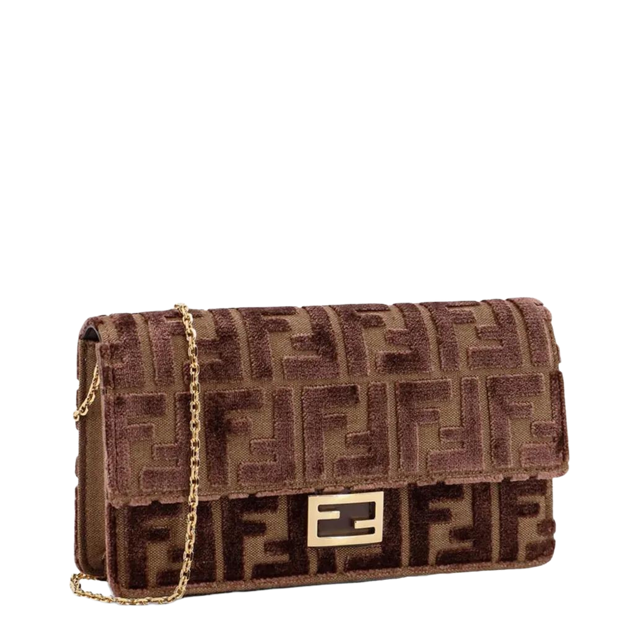 Brown Crossbody Bag with All-Over FF Motif