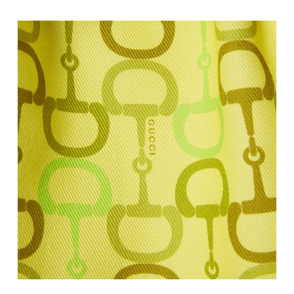 Printed Cotton Mini Skirt in Lime Green