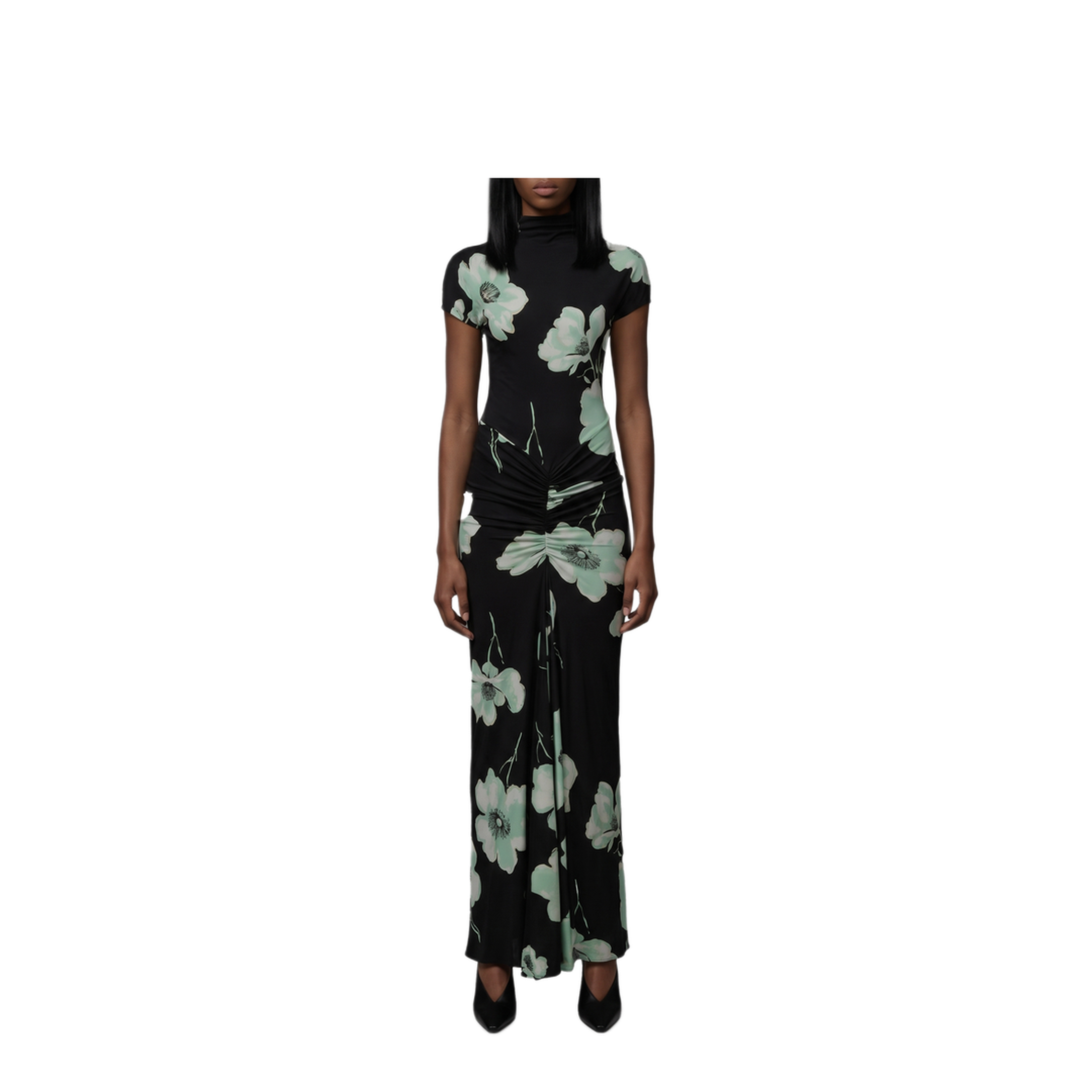 Alaia Draped Maxi Dress with Print – MAYFEYR