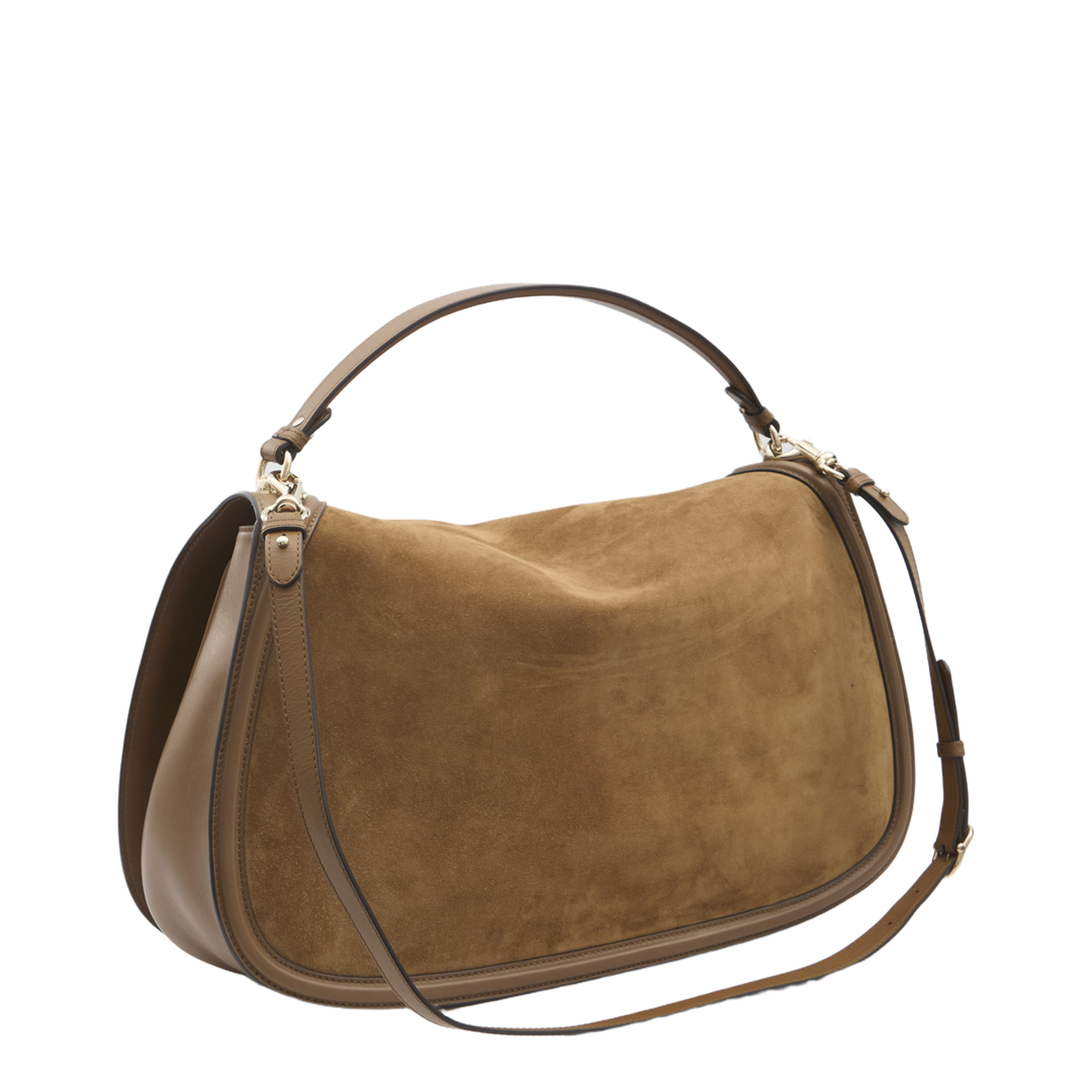 Blondie Large Suede Top Handle Bag - Tan