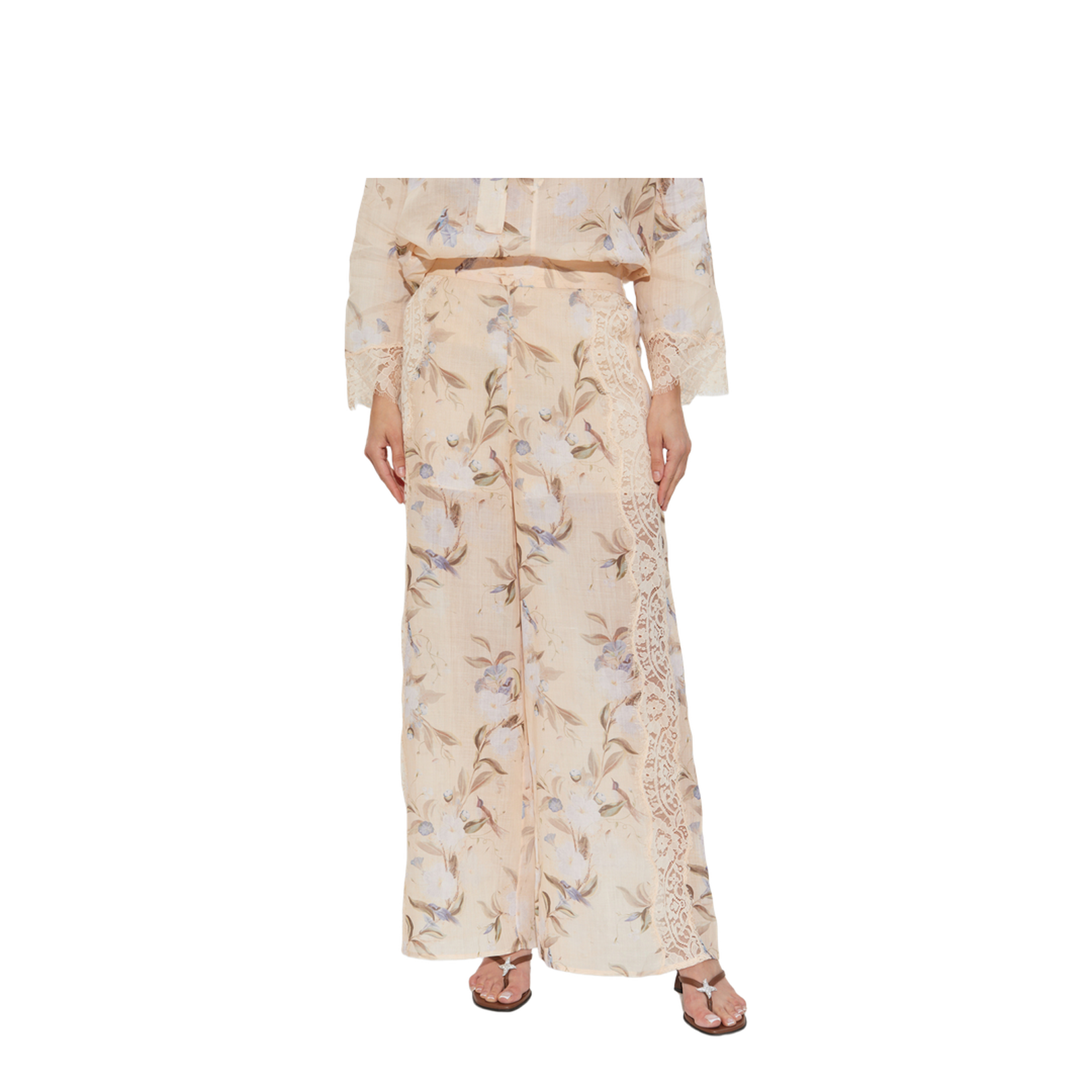 Trousers with lace inserts