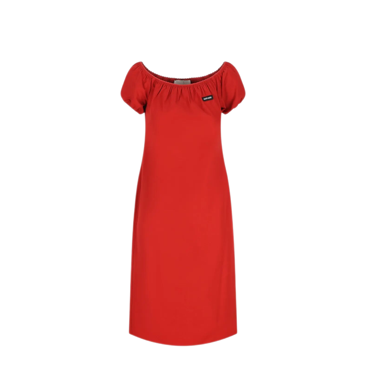 Boat Neckline Cotton Poplin Midi Dress