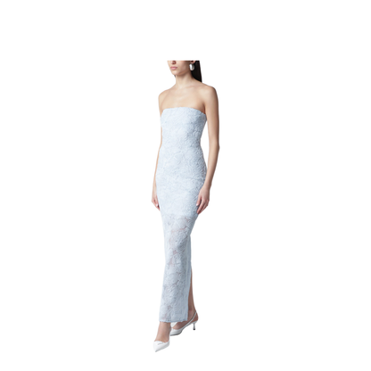 Light Blue Floral Mesh Sheath Dress