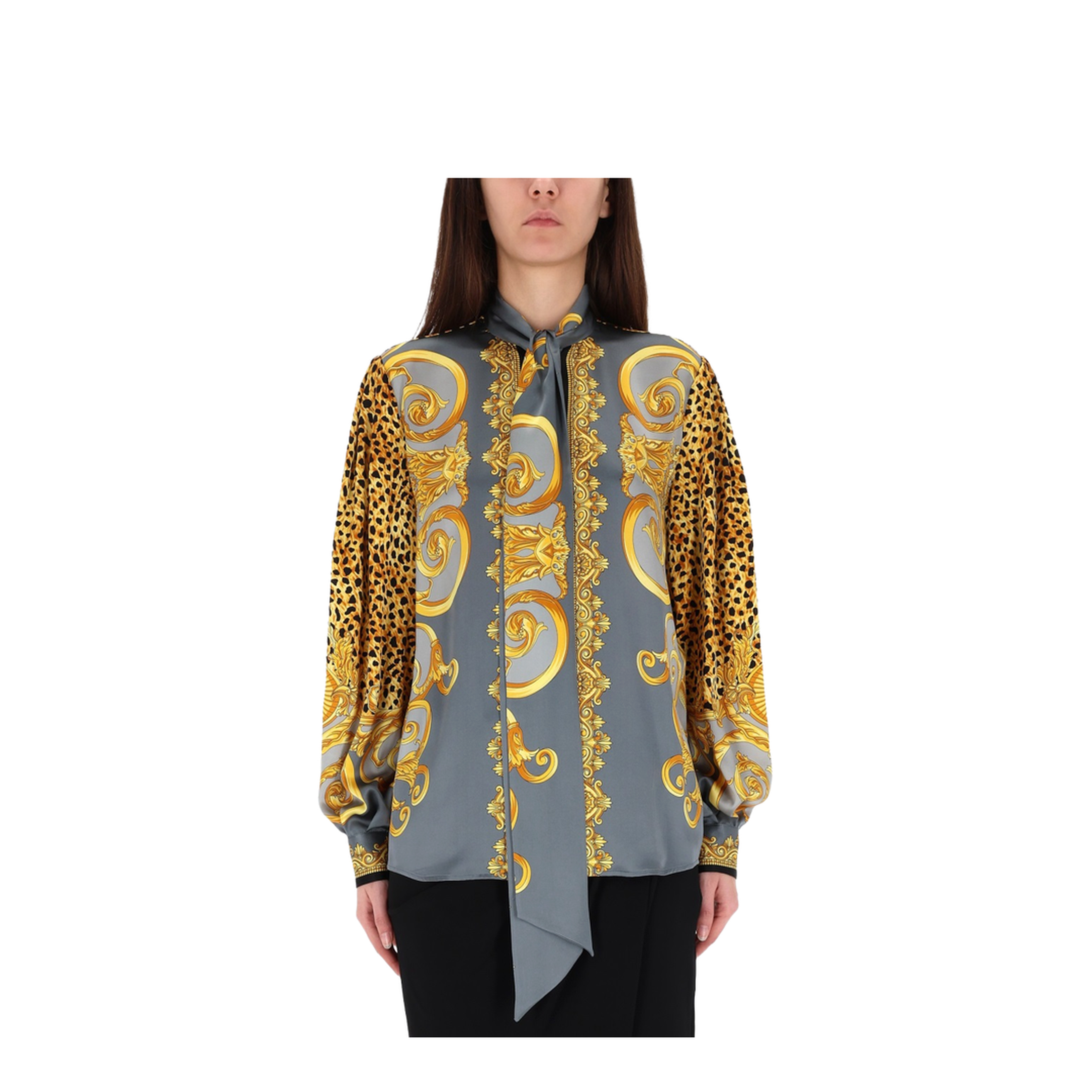 Cheetah Foulard Lavallière Silk Shirt