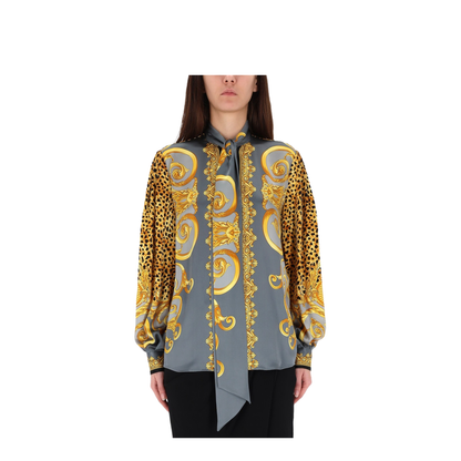 Cheetah Foulard Lavallière Silk Shirt