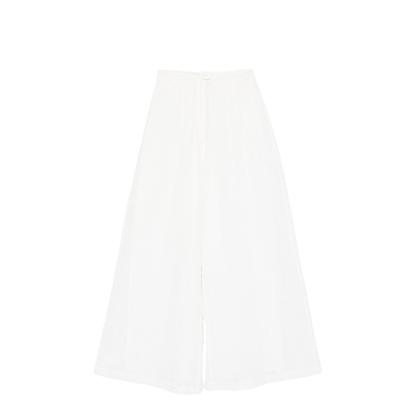 MAYFEYR - Forte Forte - Flared Muslin Trousers With Broderie Anglaise Embroidery Crystal - 14878MYPANTSCRYSTAL