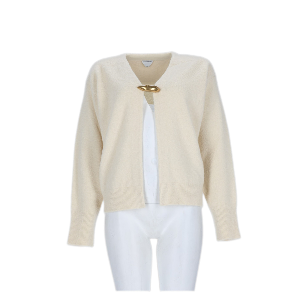 Cardigan In Boucle Chiusura Broche Oro