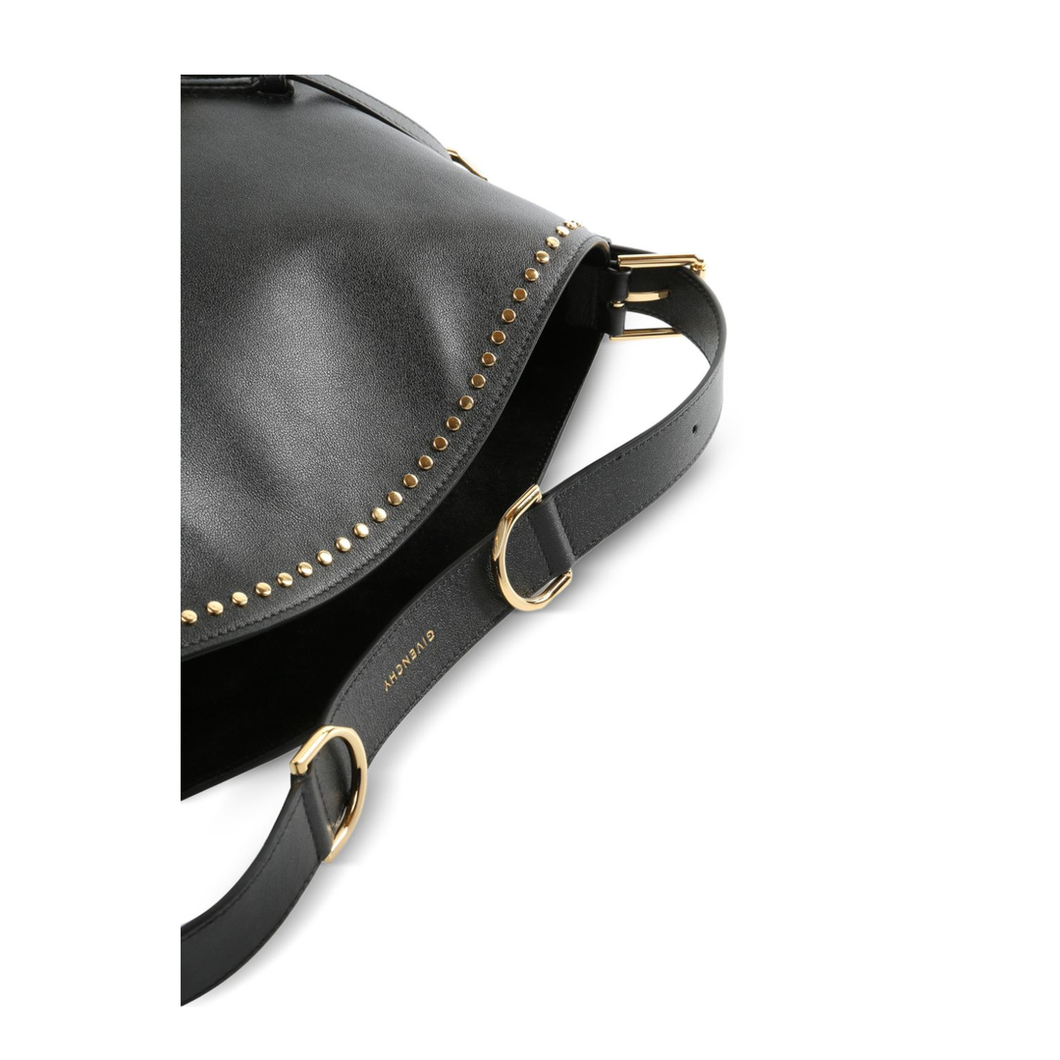 Voyou Studded Buckle Medium Shoulder Bag - Black