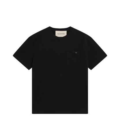 Black Cotton T-Shirt With Vgold