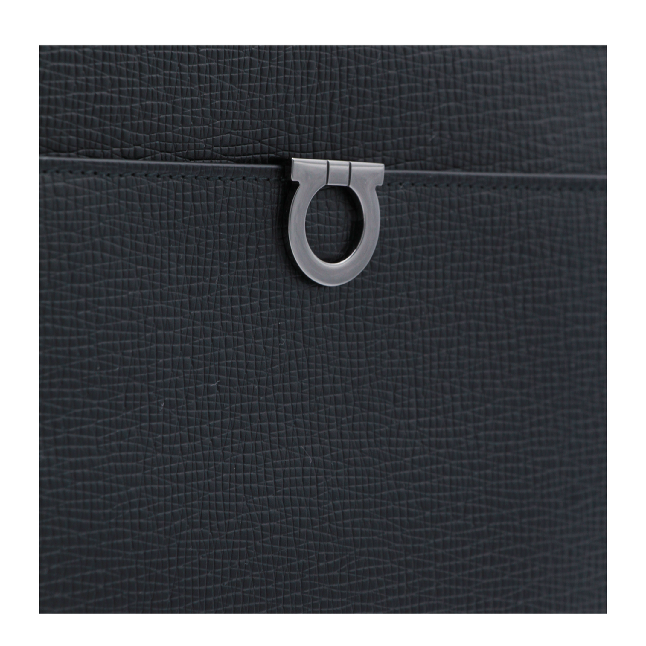 Gancini Hammered Calfskin Pouch - Nero
