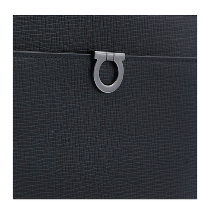 Gancini Hammered Calfskin Pouch - Nero