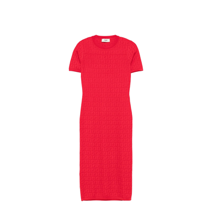 Fitted Midi Dress Red