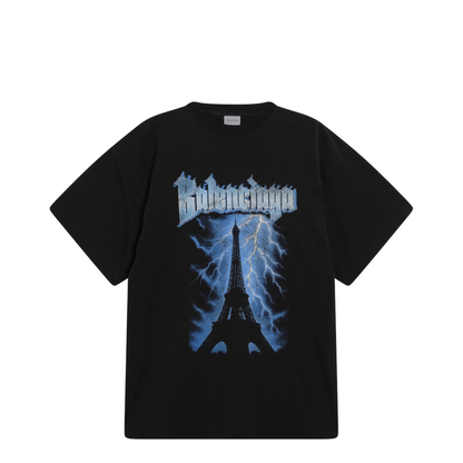 Paris Thunderstorm Oversized Black T-Shirt