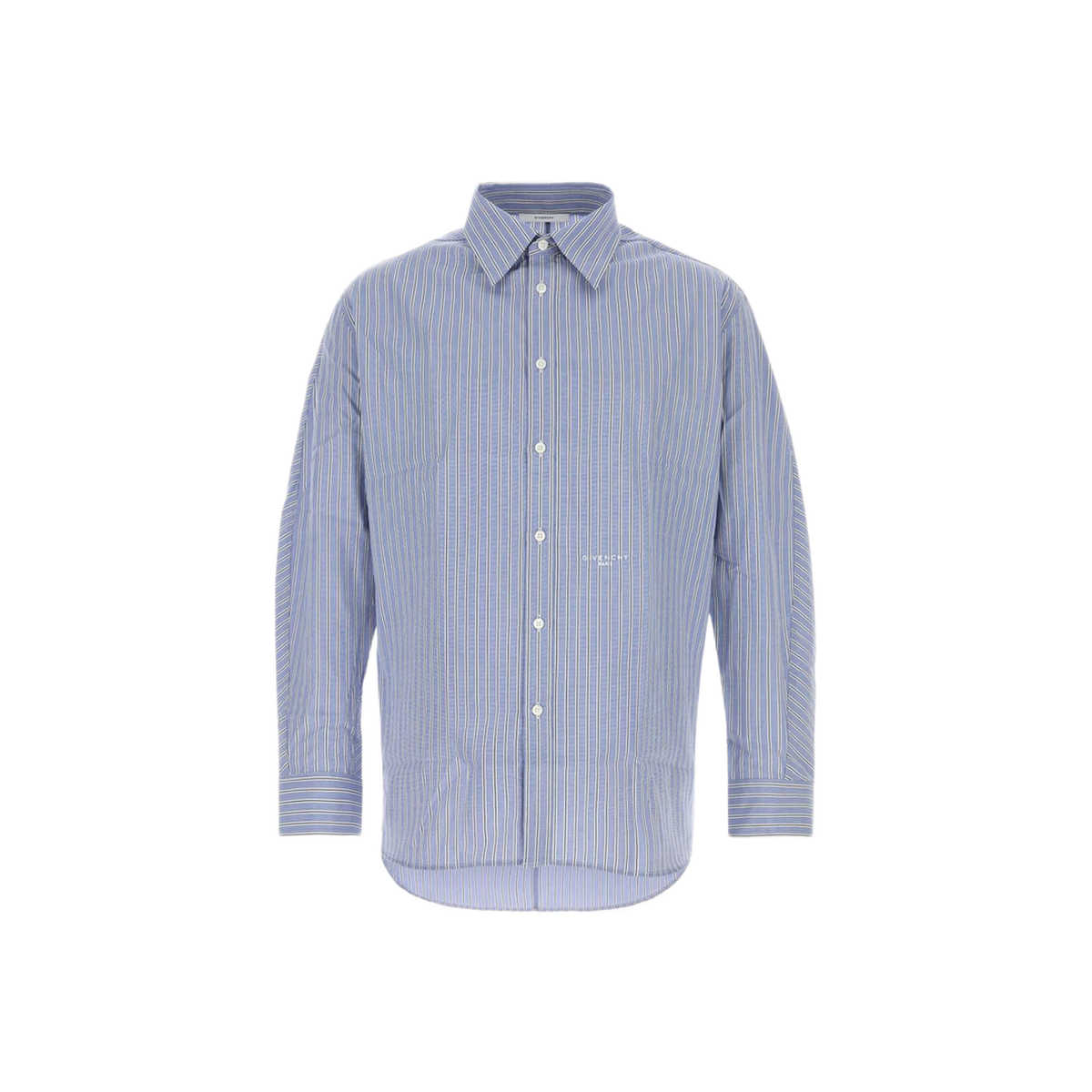 White/Blue Striped Poplin Shirt