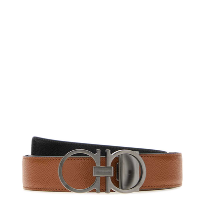 MAYFEYR - Ferragamo - Biscuit Leather Reversible Belt - 670459783265NATURALENERO