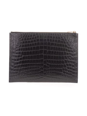 Croc Embossed Clutch, Gold Hardware