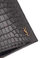 Croc Embossed Clutch, Gold Hardware