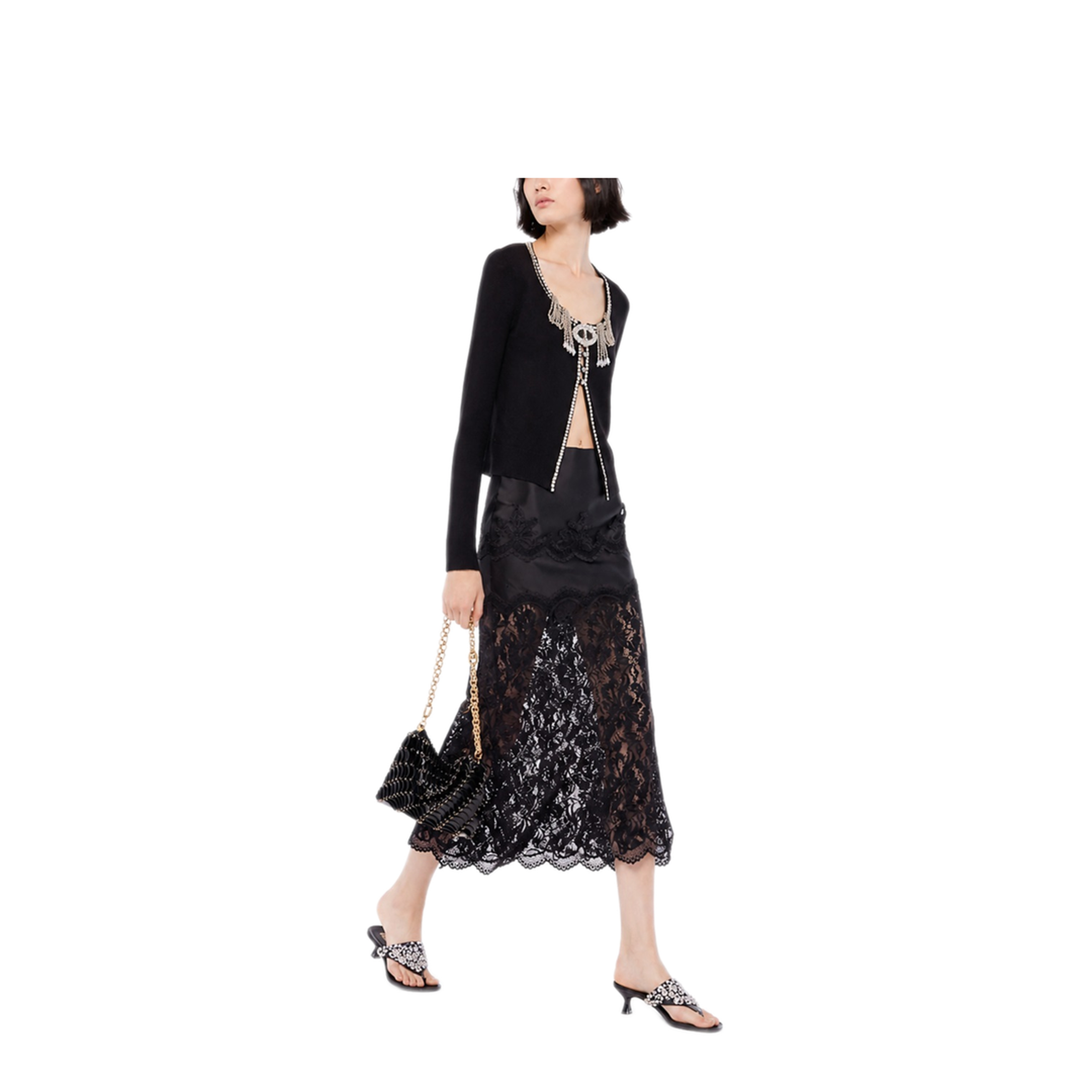 MAYFEYR - RABANNE - High Waist Black Midi Skirt - 26PJJU021PA0170P001