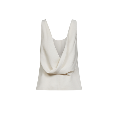 Viscose And Linen Fluid Twill Top Ivory