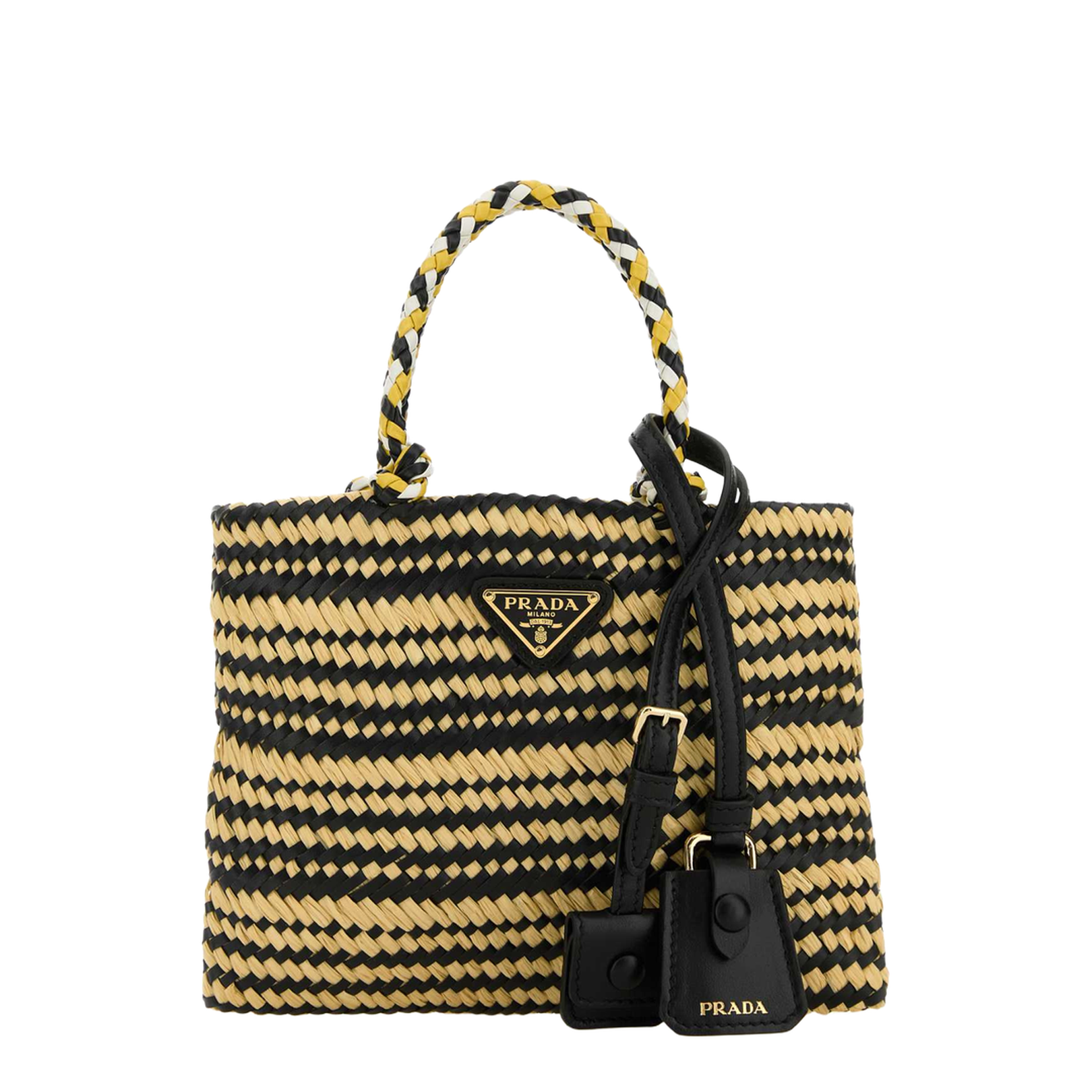 Two-tone Raffia Handbag
