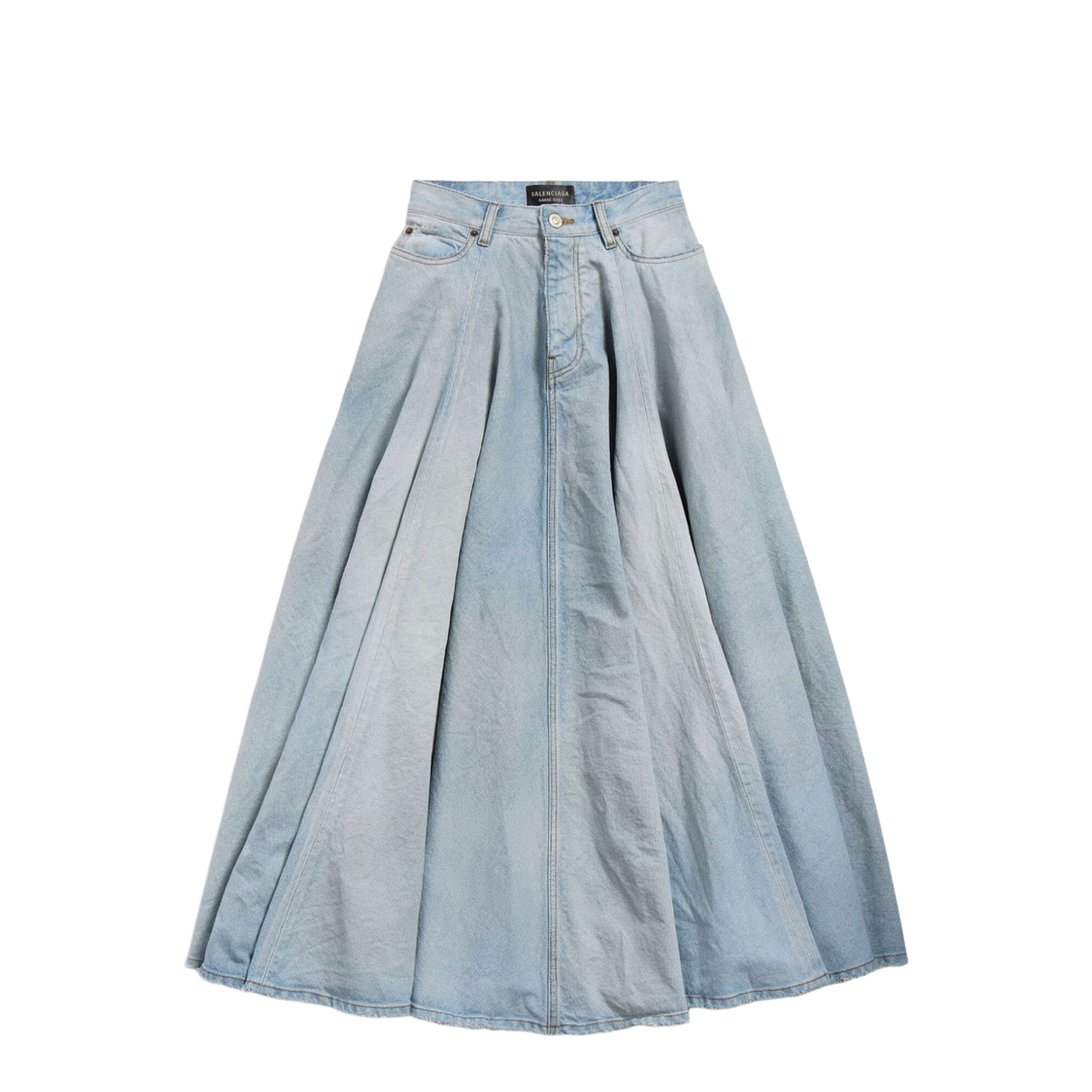 Godet Maxi Skirt in Dirty Light Blue