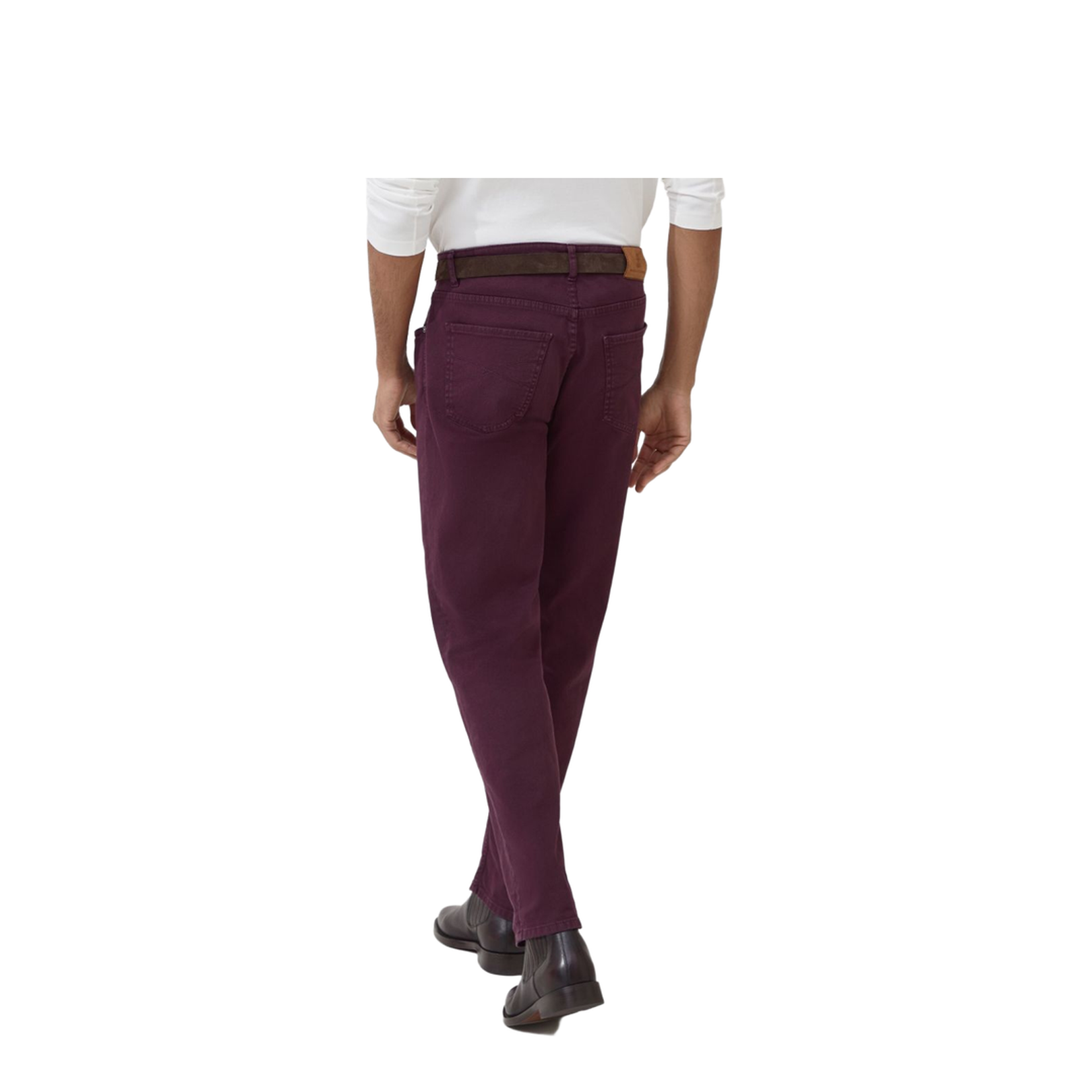 Lightweight Denim Trousers in Burgundy
