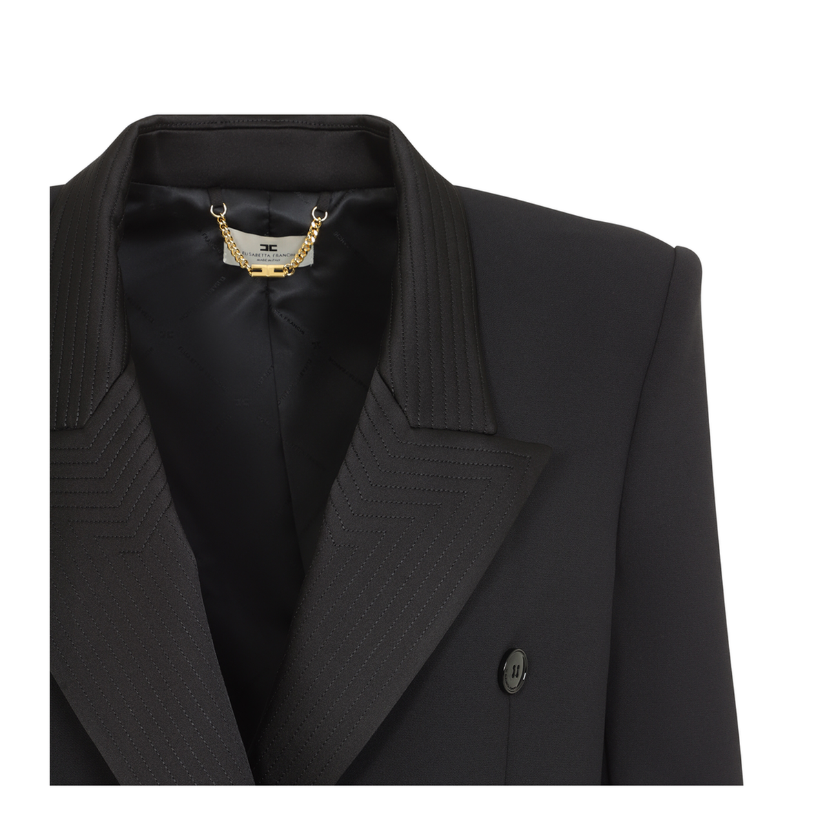 MAYFEYR - Elisabetta Franchi - Black Satin Collar Jacket - GI26366E2110