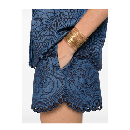 Coco Embroidered Denim Shorts