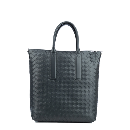 Intrecciato Leather Tote Bags - Black