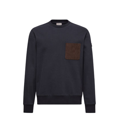Navy Blue Cotton & Cashmere Sweatshirt with Pocket