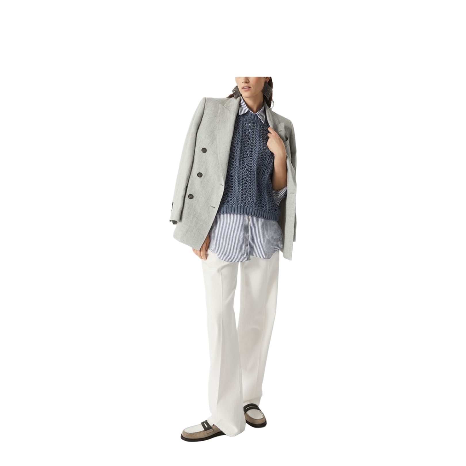 Long Shirt with Monili in Azure