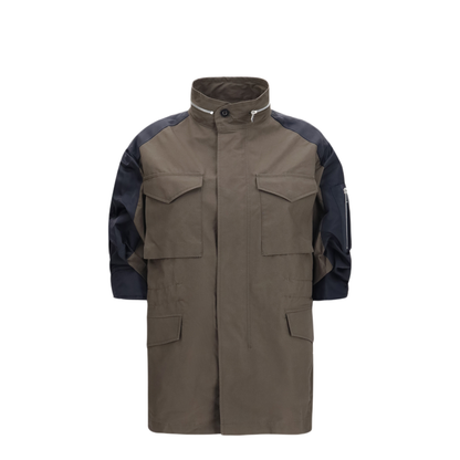 MAYFEYR - Sacai - Nylon And Cotton Jacket With Three Quarter Sleeves - 2608576505