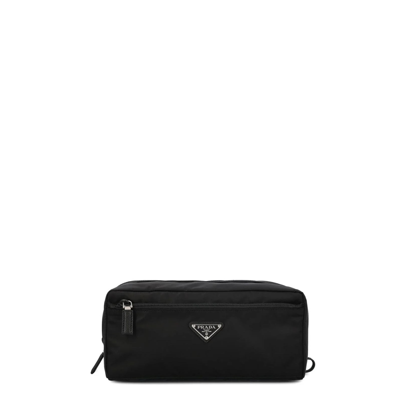 Black Re-Nylon and Saffiano Leather Travel Pouch