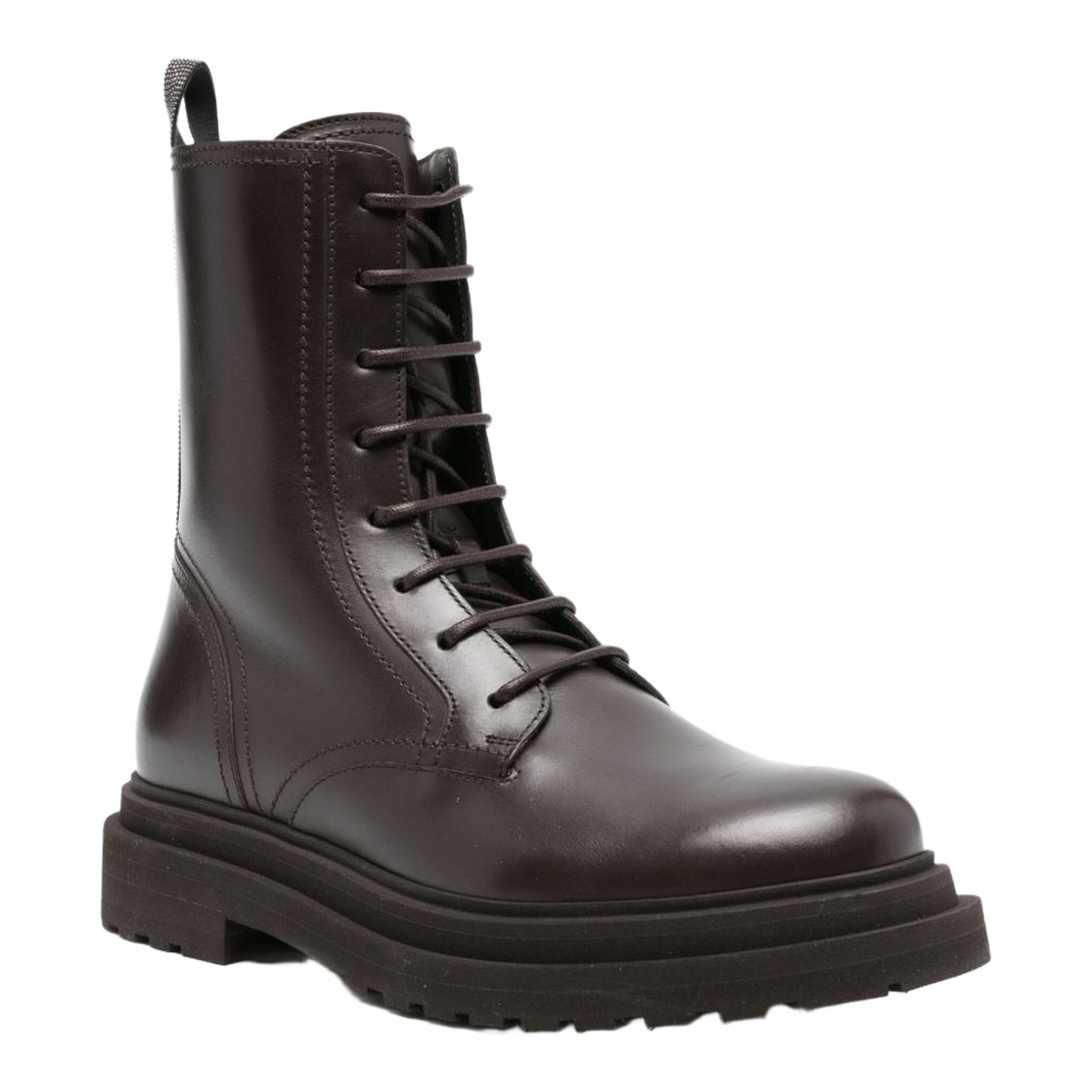 Shiny Loop Detail Combat Boots