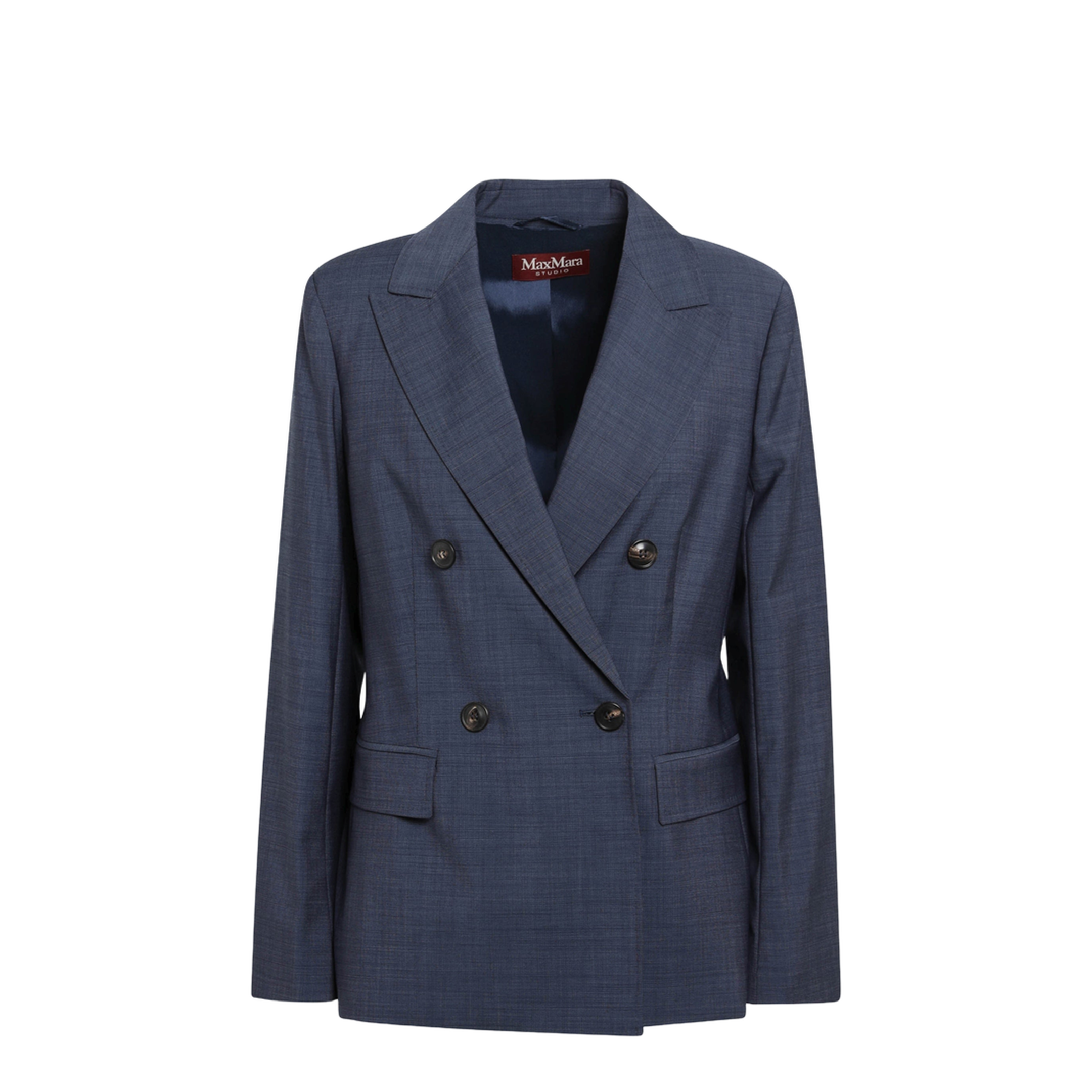 MAYFEYR -  - Double-Breasted Jacket In Denim Blue Wool Canvas - MSTUMICOWO008