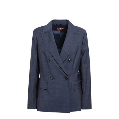 MAYFEYR -  - Double-Breasted Jacket In Denim Blue Wool Canvas - MSTUMICOWO008