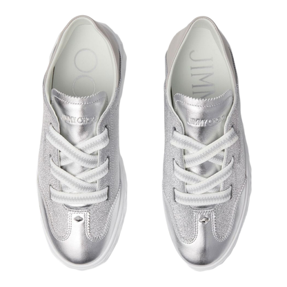 Silver Glitter Leather Trainers